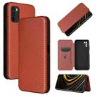 For Xiaomi Poco M3 Carbon Fiber Texture Horizontal Flip TPU + PC + PU Leather Case with Card Slot(Brown) - 1