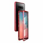 For Samsung Galaxy S10 Magnetic Metal Frame Double-sided Tempered Glass Case(Red) - 1