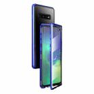 For Samsung Galaxy S10 Magnetic Metal Frame Double-sided Tempered Glass Case(Blue Purple) - 1