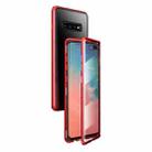 For Samsung Galaxy S10+ Magnetic Metal Frame Double-sided Tempered Glass Case(Red) - 1