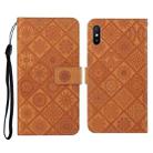 For Xiaomi Redmi 9A Ethnic Style Embossed Pattern Horizontal Flip Leather Case with Holder & Card Slots & Wallet & Lanyard(Brown) - 1