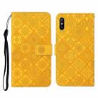 For Xiaomi Redmi 9A Ethnic Style Embossed Pattern Horizontal Flip Leather Case with Holder & Card Slots & Wallet & Lanyard(Yellow) - 1