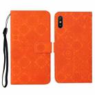 For Xiaomi Redmi 9A Ethnic Style Embossed Pattern Horizontal Flip Leather Case with Holder & Card Slots & Wallet & Lanyard(Orange) - 1