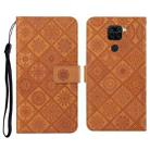For Xiaomi Redmi Note 9 Ethnic Style Embossed Pattern Horizontal Flip Leather Case with Holder & Card Slots & Wallet & Lanyard(Brown) - 1