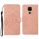 For Xiaomi Redmi Note 9 Ethnic Style Embossed Pattern Horizontal Flip Leather Case with Holder & Card Slots & Wallet & Lanyard(Pink) - 1