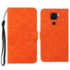 For Xiaomi Redmi Note 9 Ethnic Style Embossed Pattern Horizontal Flip Leather Case with Holder & Card Slots & Wallet & Lanyard(Orange) - 1