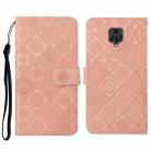 For Xiaomi Redmi Note 9 Pro Ethnic Style Embossed Pattern Horizontal Flip Leather Case with Holder & Card Slots & Wallet & Lanyard(Pink) - 1