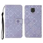 For Xiaomi Redmi Note 9 Pro Ethnic Style Embossed Pattern Horizontal Flip Leather Case with Holder & Card Slots & Wallet & Lanyard(Purple) - 1