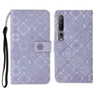 For Xiaomi Mi 10 5G Ethnic Style Embossed Pattern Horizontal Flip Leather Case with Holder & Card Slots & Wallet & Lanyard(Purple) - 1