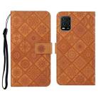 For Xiaomi Mi 10 Lite 5G Ethnic Style Embossed Pattern Horizontal Flip Leather Case with Holder & Card Slots & Wallet & Lanyard(Brown) - 1