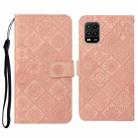 For Xiaomi Mi 10 Lite 5G Ethnic Style Embossed Pattern Horizontal Flip Leather Case with Holder & Card Slots & Wallet & Lanyard(Pink) - 1