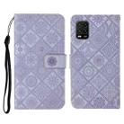 For Xiaomi Mi 10 Lite 5G Ethnic Style Embossed Pattern Horizontal Flip Leather Case with Holder & Card Slots & Wallet & Lanyard(Purple) - 1