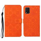 For Xiaomi Mi 10 Lite 5G Ethnic Style Embossed Pattern Horizontal Flip Leather Case with Holder & Card Slots & Wallet & Lanyard(Orange) - 1