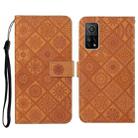 For Xiaomi Mi 10T 5G Ethnic Style Embossed Pattern Horizontal Flip Leather Case with Holder & Card Slots & Wallet & Lanyard(Brown) - 1