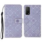 For Xiaomi Mi 10T 5G Ethnic Style Embossed Pattern Horizontal Flip Leather Case with Holder & Card Slots & Wallet & Lanyard(Purple) - 1