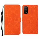 For Xiaomi Mi 10T 5G Ethnic Style Embossed Pattern Horizontal Flip Leather Case with Holder & Card Slots & Wallet & Lanyard(Orange) - 1