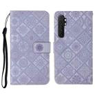 For Xiaomi Mi Note 10 Lite Ethnic Style Embossed Pattern Horizontal Flip Leather Case with Holder & Card Slots & Wallet & Lanyard(Purple) - 1