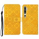 For Xiaomi Mi Note 10 / 10 Pro Ethnic Style Embossed Pattern Horizontal Flip Leather Case with Holder & Card Slots & Wallet & Lanyard(Yellow) - 1