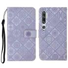 For Xiaomi Mi Note 10 / 10 Pro Ethnic Style Embossed Pattern Horizontal Flip Leather Case with Holder & Card Slots & Wallet & Lanyard(Purple) - 1