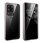 For Samsung Galaxy S20 Ultra Magnetic Metal Frame Double-sided Tempered Glass Case(Rose Gold) - 1