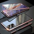 For Samsung Galaxy Note20 Magnetic Metal Frame Double-sided Tempered Glass Case(Rose Gold) - 1