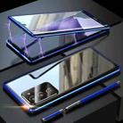 For Samsung Galaxy Note20 Ultra Magnetic Metal Frame Double-sided Tempered Glass Case(Blue) - 1