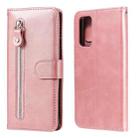 For Samsung Galaxy S20 FE Fashion Calf Texture Zipper Horizontal Flip Leather Case with Stand & Card Slots & Wallet Function(Rose Gold) - 1