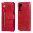 For Samsung Galaxy S20 FE Fashion Calf Texture Zipper Horizontal Flip Leather Case with Stand & Card Slots & Wallet Function(Red) - 1