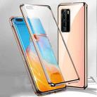 For Huawei P40 Pro Magnetic Metal Frame Double-sided Tempered Glass Case(Gold) - 1