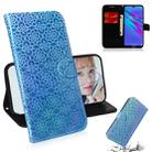 For Huawei Y6 2019 Solid Color Colorful Magnetic Buckle Horizontal Flip PU Leather Case with Holder & Card Slots & Wallet & Lanyard(Blue) - 1