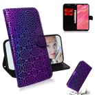 For Huawei Y7 Prime 2019 Solid Color Colorful Magnetic Buckle Horizontal Flip PU Leather Case with Holder & Card Slots & Wallet & Lanyard(Purple) - 1