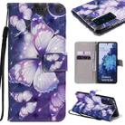 For Samsung Galaxy S20 FE 3D Painting Horizontal Flip Leather Case with Holder & Card Slot & Lanyard(Purple Butterflies) - 1