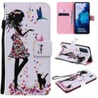 For Samsung Galaxy S20 FE Painting Horizontal Flip Leather Case with Holder & Card Slot & Lanyard(Woman and Cat) - 1