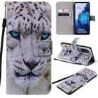 For Samsung Galaxy S20 FE Painted Pattern Horizontal Flip Leather Case, with Wallet & Holder & Card Slots & Lanyard(White Leopard) - 1