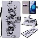 For Samsung Galaxy S20 FE Painted Pattern Horizontal Flip Leather Case, with Wallet & Holder & Card Slots & Lanyard(Skull) - 1