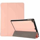 3-folding Skin Texture Horizontal Flip TPU + PU Leather Case with Holder For iPad 9.7 (2018) / 9.7 (2017) / air / air2(Pink) - 1