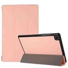 3-folding Skin Texture Horizontal Flip TPU + PU Leather Case with Holder For Samsung Galaxy Tab A7 10.4(2020) T500 / T505(Pink) - 1