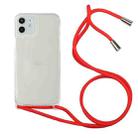 For iPhone 12 mini Shockproof Ultra-thin TPU + Acrylic Protective Case with Lanyard (Red) - 1