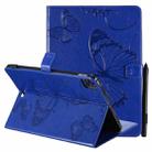 Pressed Printing Butterfly Pattern Horizontal Flip Leather Case with Holder & Card Slots & Wallet & Sleep / Wake-up Function For iPad Air 2022 / 2020 10.9 /iPad Pro 11 2020 / 2018(Blue) - 1