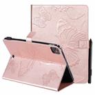Pressed Printing Butterfly Pattern Horizontal Flip Leather Case with Holder & Card Slots & Wallet & Sleep / Wake-up Function For iPad Air 2022 / 2020 10.9 /iPad Pro 11 2020 / 2018(Rose Gold) - 1