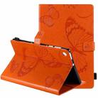 For Lenovo Tab M10 Plus TB-X606F Pressed Printing Butterfly Pattern Horizontal Flip Leather Case with Holder & Card Slots & Wallet & Sleep / Wake-up Function (Orange) - 1