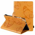 For Lenovo Tab M10 Plus TB-X606F Pressed Printing Butterfly Pattern Horizontal Flip Leather Case with Holder & Card Slots & Wallet & Sleep / Wake-up Function (Yellow) - 1