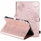 For Samsung Galaxy S6 Lite P610 Pressed Printing Butterfly Pattern Horizontal Flip Leather Case with Holder & Card Slots & Wallet & Sleep / Wake-up Function (Rose Gold) - 1