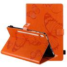 For Samsung Galaxy Tab S6 T860 Pressed Printing Butterfly Pattern Horizontal Flip Leather Case with Holder & Card Slots & Wallet & Sleep / Wake-up Function (Orange) - 1