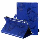 For Samsung Galaxy Tab S6 T860 Pressed Printing Butterfly Pattern Horizontal Flip Leather Case with Holder & Card Slots & Wallet & Sleep / Wake-up Function (Blue) - 1