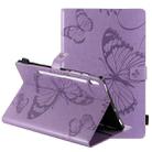For Samsung Galaxy Tab S6 T860 Pressed Printing Butterfly Pattern Horizontal Flip Leather Case with Holder & Card Slots & Wallet & Sleep / Wake-up Function (Purple) - 1