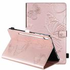 For Samsung Galaxy Tab S6 T860 Pressed Printing Butterfly Pattern Horizontal Flip Leather Case with Holder & Card Slots & Wallet & Sleep / Wake-up Function (Rose Gold) - 1