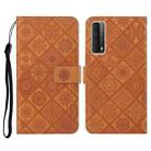 For Huawei P smart 2021 Ethnic Style Embossed Pattern Horizontal Flip Leather Case with Holder & Card Slots & Wallet & Lanyard(Brown) - 1