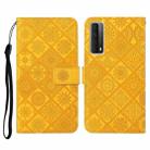 For Huawei P smart 2021 Ethnic Style Embossed Pattern Horizontal Flip Leather Case with Holder & Card Slots & Wallet & Lanyard(Yellow) - 1