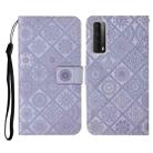 For Huawei P smart 2021 Ethnic Style Embossed Pattern Horizontal Flip Leather Case with Holder & Card Slots & Wallet & Lanyard(Purple) - 1